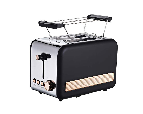 Toaster Retro 2 Scheiben 850 Watt schwarz gold
