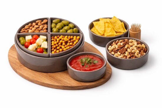 3tlg Snackschale Taupe Maße Ø 15 x H 5 cm