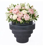 Vase Glas  Ø 22 x H 23 cm Stufen Blau