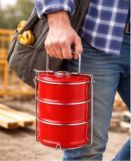 3-Etagen Lunchbox Metallic Red