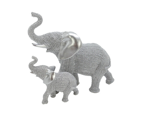 Dekofigur Elefant silber 25 cm Bill