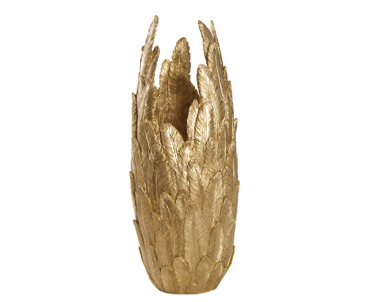 Vase Lederoptik Federn gold 80 cm Piuma