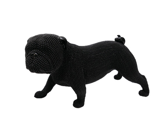 Dekofigur Hund stehend schwarz 28 cm Bulldog