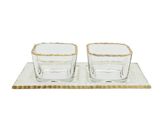3tlg Glasschalen Set mit Goldrand