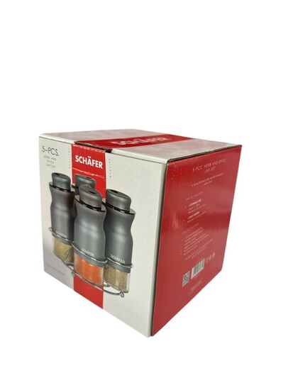 4er Gewürzgläser inkl. Ständer, grau 125ml