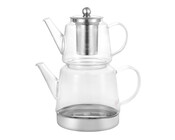 Doppel-Glasteekanne 600 ml /  1,5 l klar Elegance