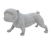 Dekofigur Hund stehend silber 28 cm Bulldog