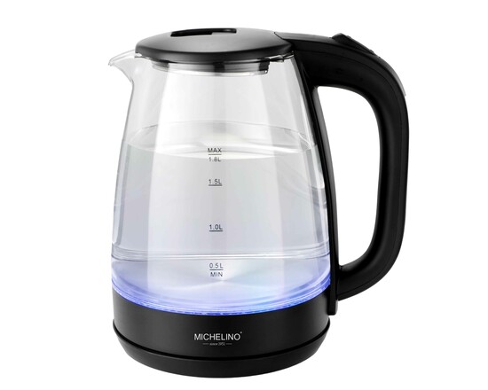 Wasserkocher Glas mit LED 1,8L black