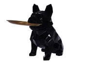 Dekofigur Hund mit Tablett schwarz 28 cm Prego