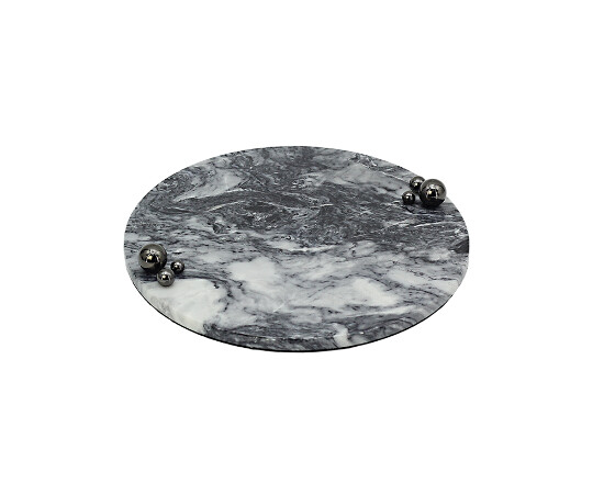 Marmor Tablett Ø 30 cm grau  Yase