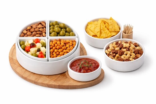 3tlg Snackschale Weiß Maße Ø 15 x H 5 cm