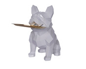 Dekofigur Hund mit Tablett weiß 28 cm Prego