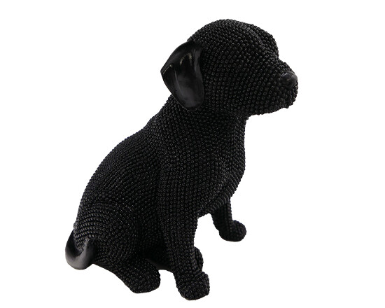 Dekofigur Hund sitzend schwarz 16 cm Ron