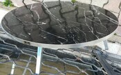 Klapptisch Marmor schwarz silber Durchmesser 80 cm