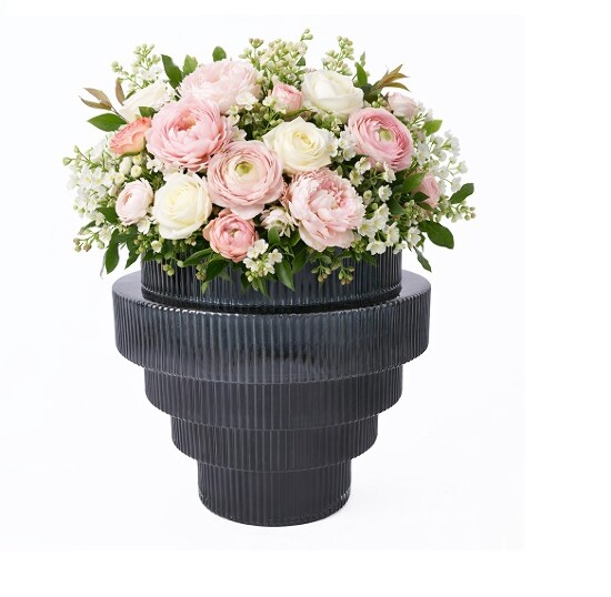 Vase Glas  Ø 22 x H 23 cm Stufen Blau