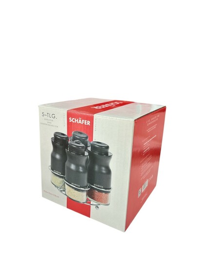 4er Gewürzgläser inkl. Ständer, schwarz 125ml